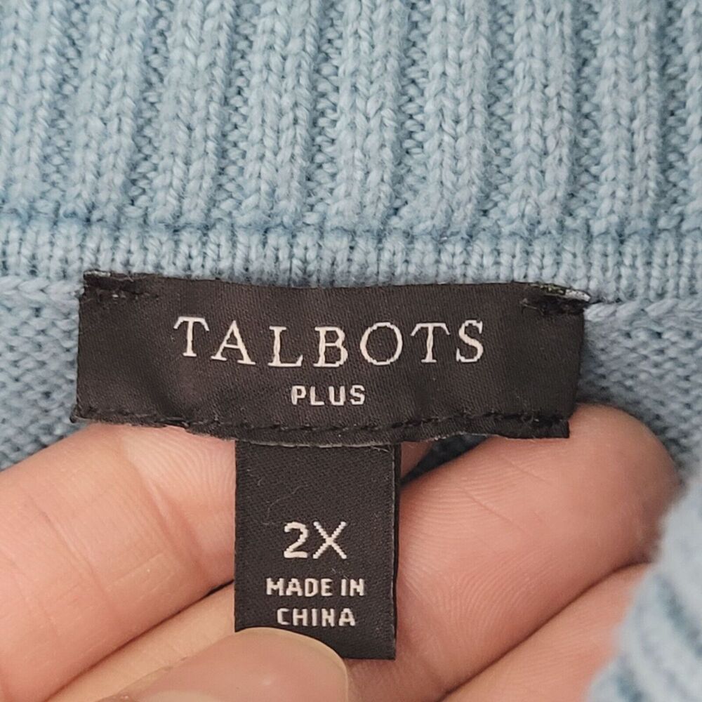 Talbots 2XPlus Light Blue Turtleneck Sweater Dress Cotton/Acrylic Blend 21CT - Picture 3 of 8